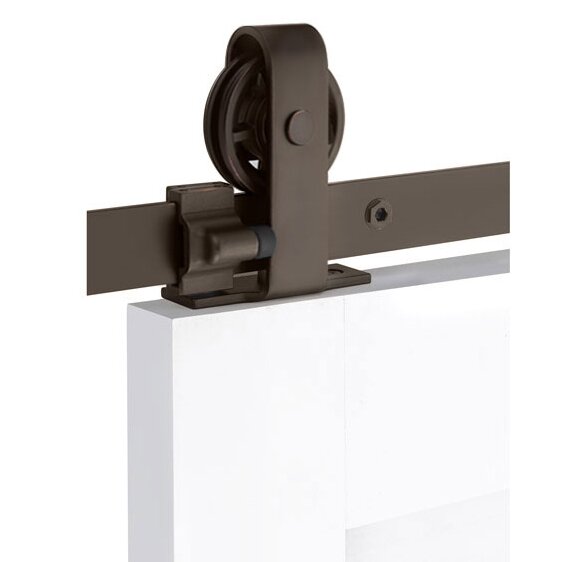 Emtek Classic Top Mount Hanger 5' Track with Spoked Wheel & Classic Fastener in Oil Rubbed Bronze finish