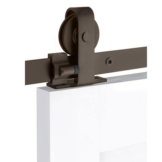 Emtek Classic Top Mount Hanger 6'6" Track with Solid Wheel & Classic Fastener in Oil Rubbed Bronze finish