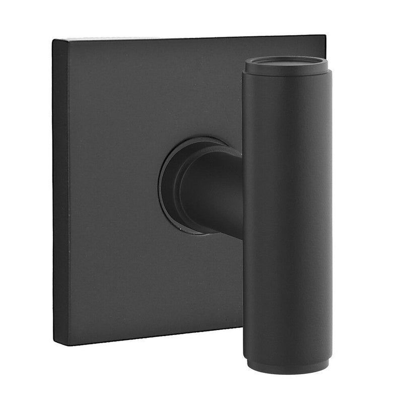 Emtek Concealed Passage Ace Knob With Square Rosette in Flat Black finish