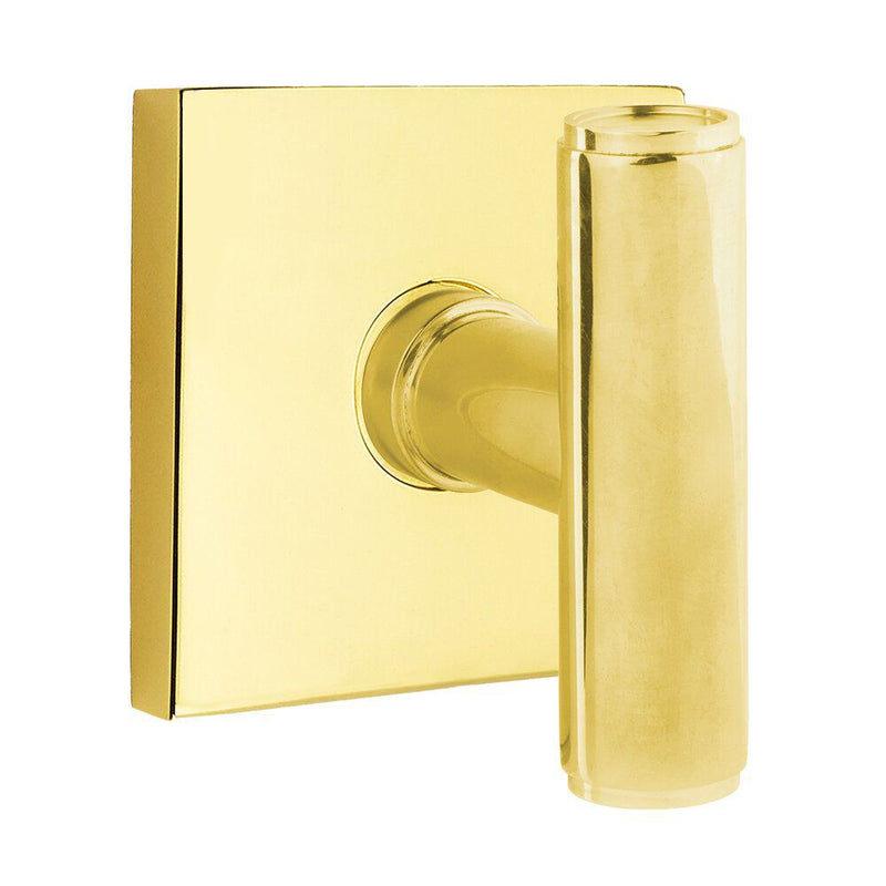 Emtek Concealed Passage Ace Knob With Square Rosette in Unlacquered Brass finish