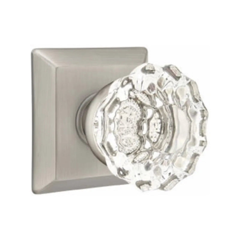 Emtek Concealed Passage Astoria Clear Knob With Quincy Rosette in Pewter finish