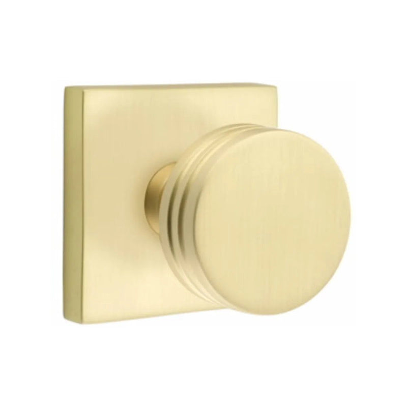 Emtek Concealed Passage Bern Knob With Square Rosette in Satin Brass finish