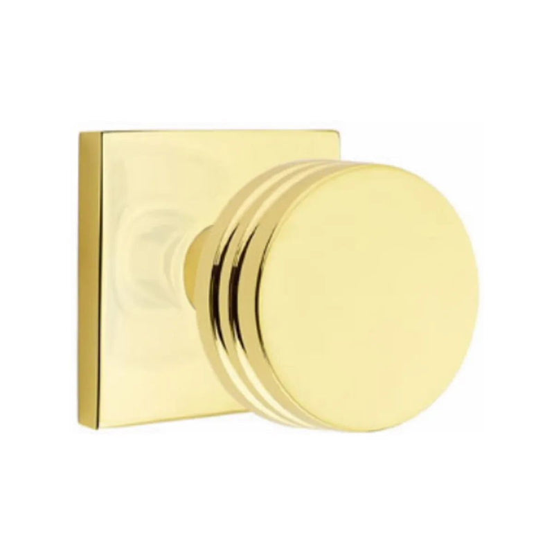 Emtek Concealed Passage Bern Knob With Square Rosette in Unlacquered Brass finish