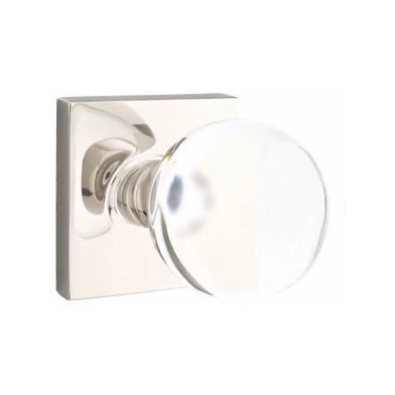 Emtek Concealed Passage Bristol Knob With Square Rosette in Lifetime Polished Nickel finish