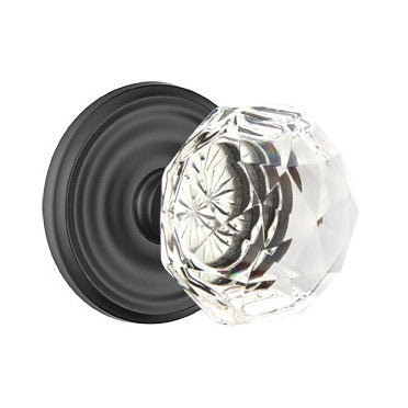 Emtek Concealed Passage Diamond Crystal Knob With Regular Rosette in Flat Black finish