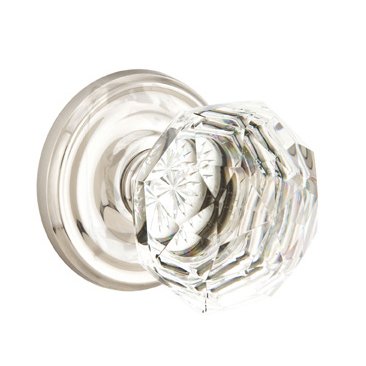 Emtek Concealed Passage Diamond Crystal Knob With Regular Rosette in Lifetime Polished Nickel finish