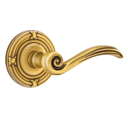 Emtek Concealed Passage Elan Lever With Ribbon & Reed Rosette in French Antique finish