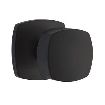 Emtek Concealed Passage Freestone Square Knob With Urban Modern Rosette in Flat Black finish