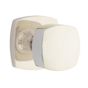 Emtek Concealed Passage Freestone Square Knob With Urban Modern Rosette in Lifetime Polished Nickel finish