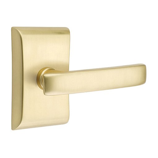 Emtek Concealed Passage Geneva Lever With Neos Rosette in Satin Brass finish