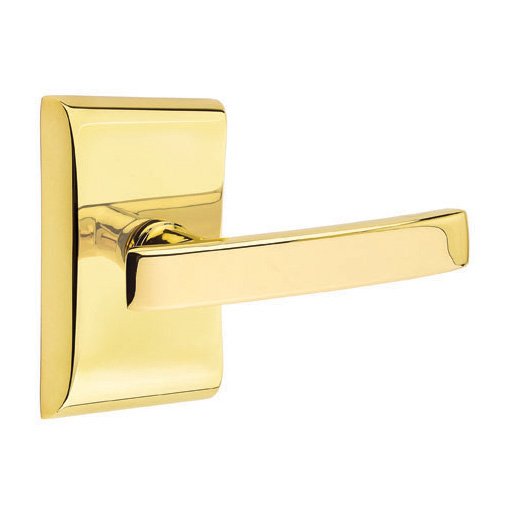 Emtek Concealed Passage Geneva Lever With Neos Rosette in Unlacquered Brass finish