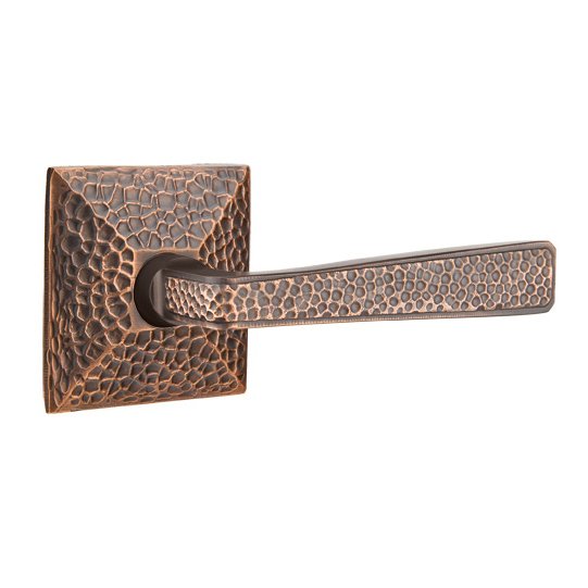 Emtek Concealed Passage Hammered Lever With Hammered Rosette in Oil Rubbed Bronze finish