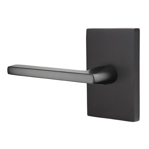 Emtek Concealed Passage Helios Lever With Modern Rectangular Rosette in Flat Black finish