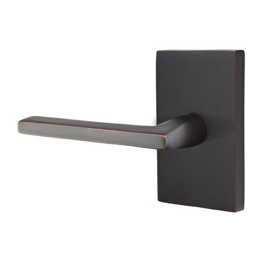 Emtek Concealed Passage Helios Lever With Modern Rectangular Rosette in Oil Rubbed Bronze finish