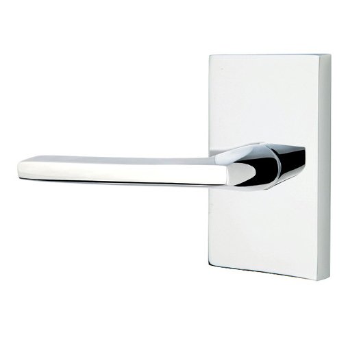 Emtek Concealed Passage Helios Lever With Modern Rectangular Rosette in Polished Chrome finish