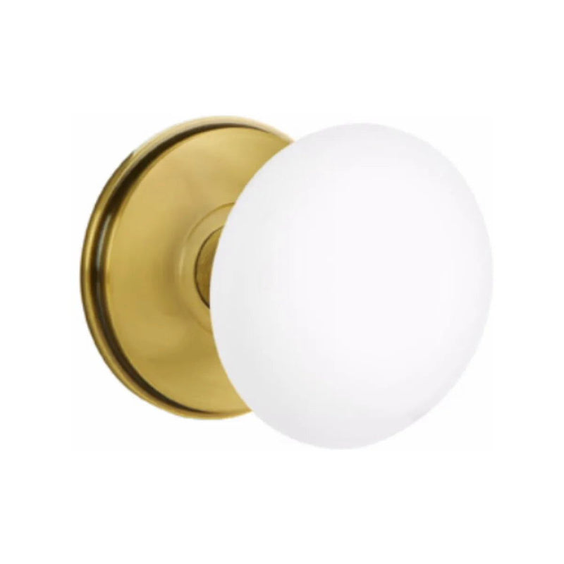 Emtek Concealed Passage Ice White Porcelain Knob With Watford Rosette in French Antique finish