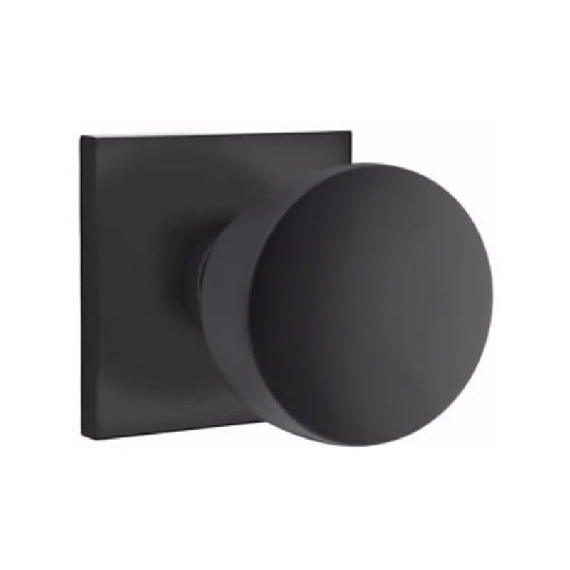 Emtek Concealed Passage Laurent Round Knob With Square Rosette in Flat Black finish