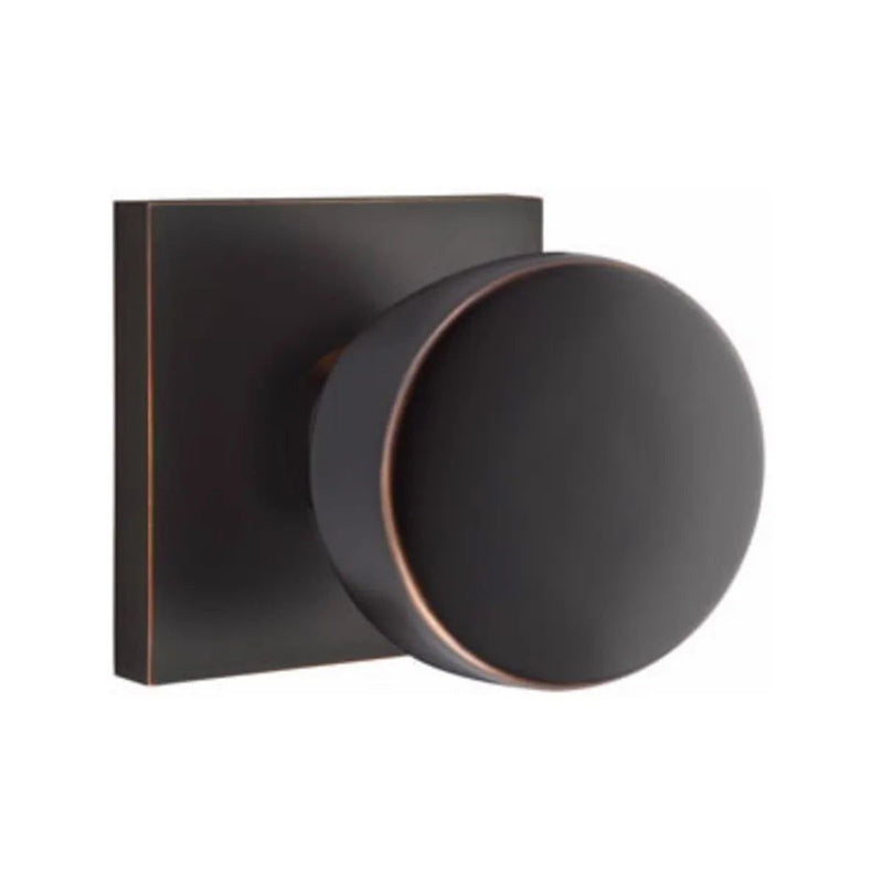 Emtek Concealed Passage Laurent Round Knob With Square Rosette in Oil Rubbed Bronze finish