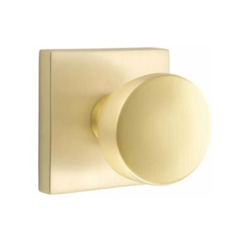 Emtek Concealed Passage Laurent Round Knob With Square Rosette in Satin Brass finish