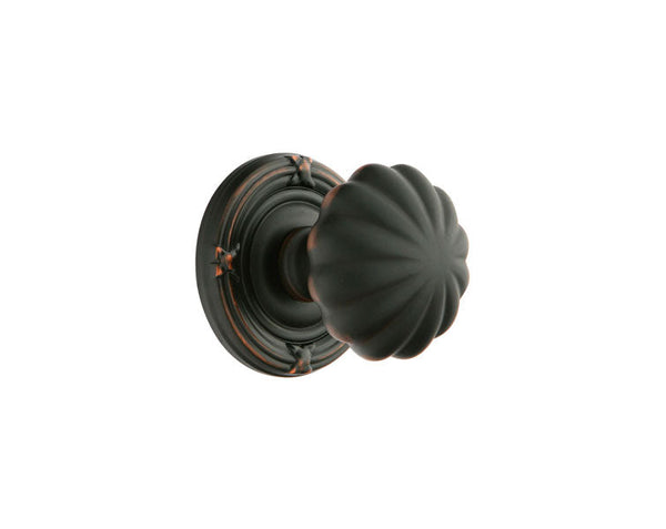 Emtek Concealed Passage Melon Knob With Ribbon & Reed Rosette in Oil Rubbed Bronze finish