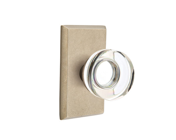 Emtek Concealed Passage Modern Disc Crystal Knob With #3 Rosette in Tumbled White Bronze finish