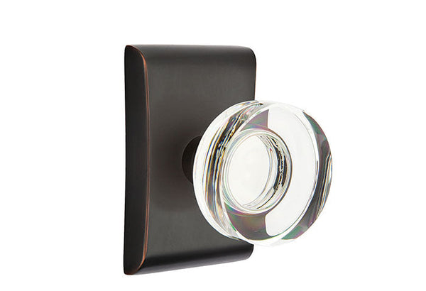 Emtek Concealed Passage Modern Disc Crystal Knob With Neos Rosette in Oil Rubbed Bronze finish