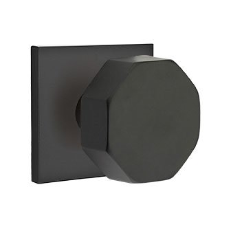 Emtek Concealed Passage Octagon Knob With Square Rosette in Flat Black finish