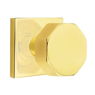 Emtek Concealed Passage Octagon Knob With Square Rosette in Unlacquered Brass finish
