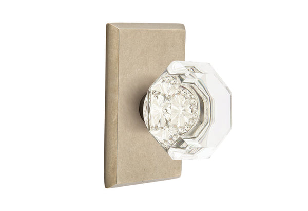 Emtek Concealed Passage Old Town Clear Knob With #3 Rosette in Tumbled White Bronze finish