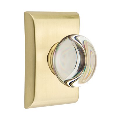 Emtek Concealed Passage Providence Crystal Knob With Neos Rosette in Satin Brass finish