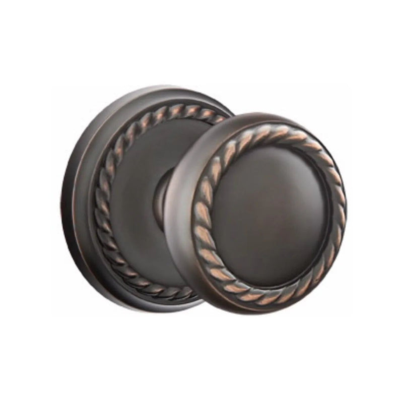 Emtek Concealed Passage Rope Knob With Rope Rosette in Oil Rubbed Bronze finish