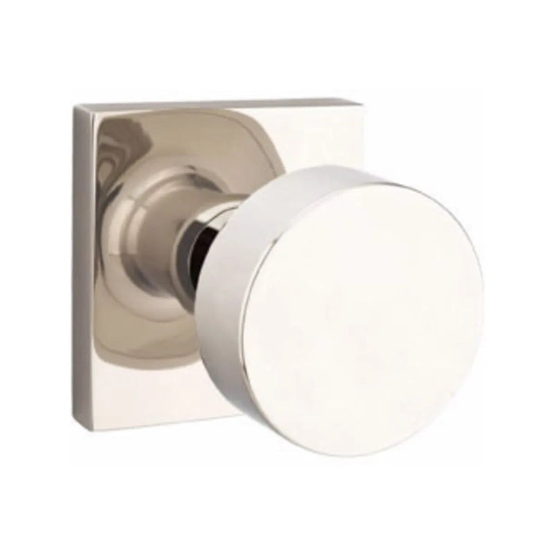 Emtek Concealed Passage Round Knob With Square Rosette in Lifetime Polished Nickel finish