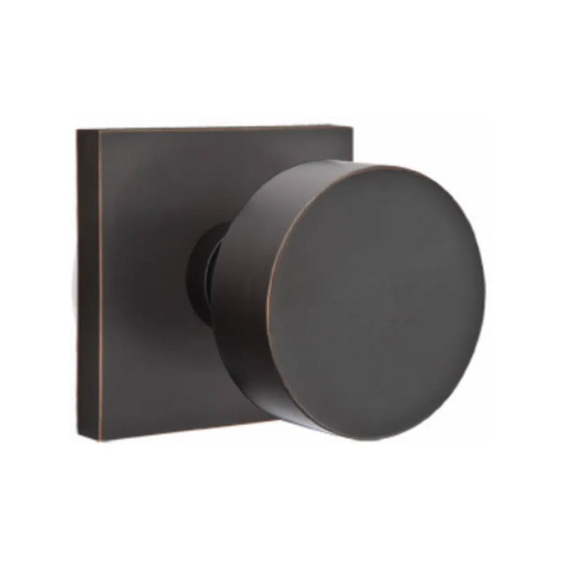 Emtek Concealed Passage Round Knob With Square Rosette in Oil Rubbed Bronze finish