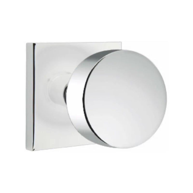 Emtek Concealed Passage Round Knob With Square Rosette in Polished Chrome finish