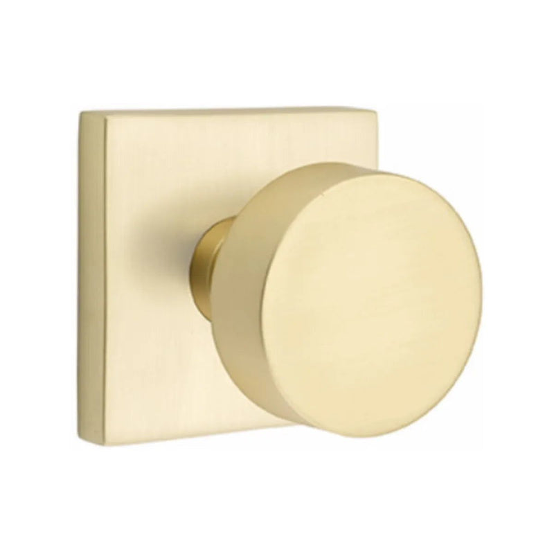 Emtek Concealed Passage Round Knob With Square Rosette in Satin Brass finish