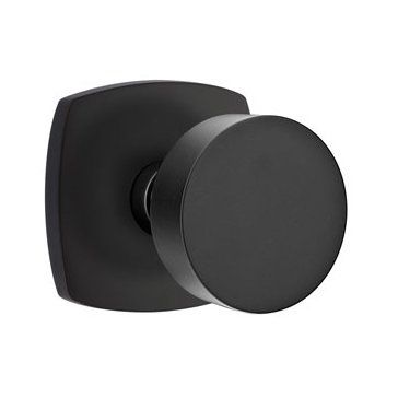 Emtek Concealed Passage Round Knob With Urban Modern Rosette in Flat Black finish