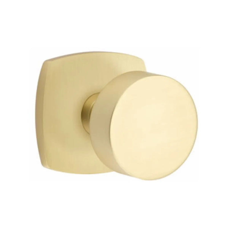 Emtek Concealed Passage Round Knob With Urban Modern Rosette in Satin Brass finish