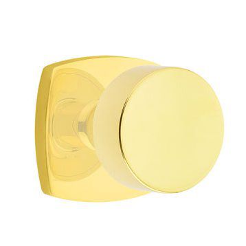 Emtek Concealed Passage Round Knob With Urban Modern Rosette in Unlacquered Brass finish