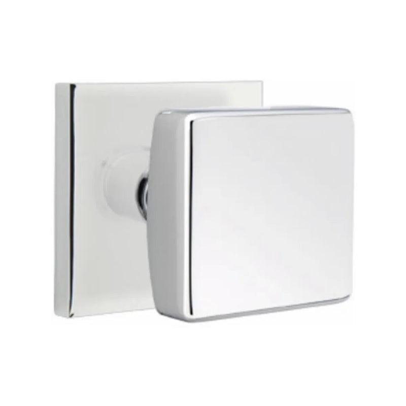 Emtek Concealed Passage Square Knob With Square Rosette in Polished Chrome finish