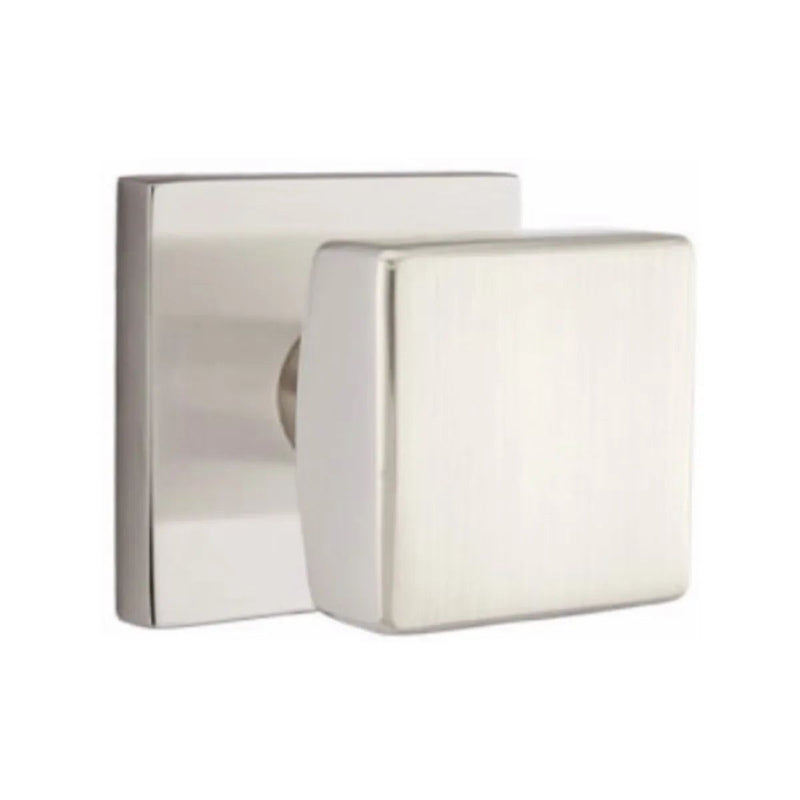 Emtek Concealed Passage Square Knob With Square Rosette in Satin Nickel finish