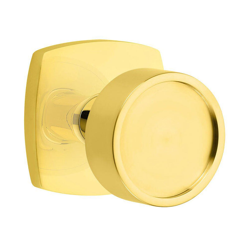 Emtek Concealed Passage Verve Knob With Urban Modern Rosette in Unlacquered Brass finish