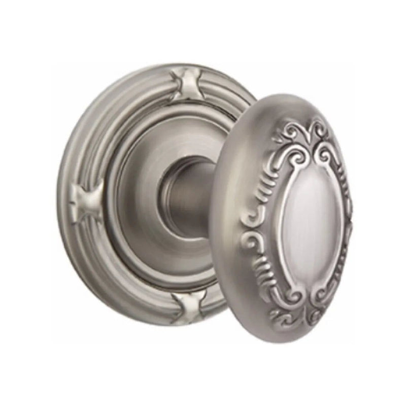 Emtek Concealed Passage Victoria Knob With Ribbon & Reed Rosette in Pewter finish