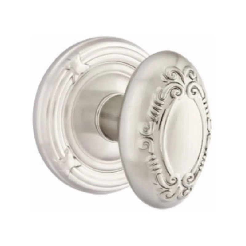 Emtek Concealed Passage Victoria Knob With Ribbon & Reed Rosette in Satin Nickel finish