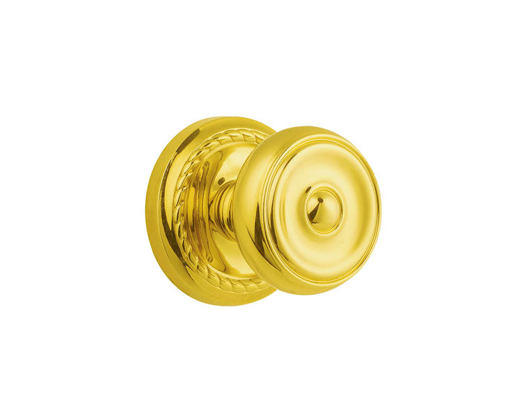 Emtek Concealed Passage Waverly Knob With Rope Rosette in Lifetime Polished Brass finish