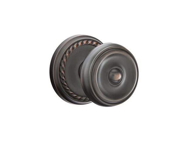 Emtek Concealed Passage Waverly Knob With Rope Rosette in Oil Rubbed Bronze finish