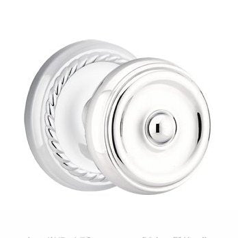 Emtek Concealed Passage Waverly Knob With Rope Rosette in Polished Chrome finish