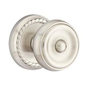 Emtek Concealed Passage Waverly Knob With Rope Rosette in Satin Nickel finish