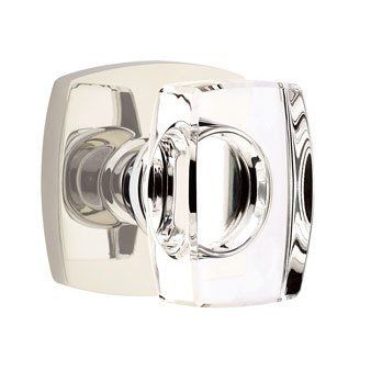 Emtek Concealed Passage Windsor Crystal Knob With Urban Modern Rosette in Lifetime Polished Nickel finish