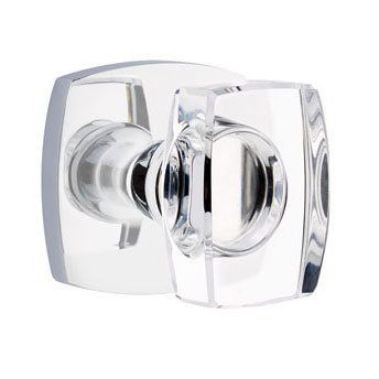 Emtek Concealed Passage Windsor Crystal Knob With Urban Modern Rosette in Polished Chrome finish