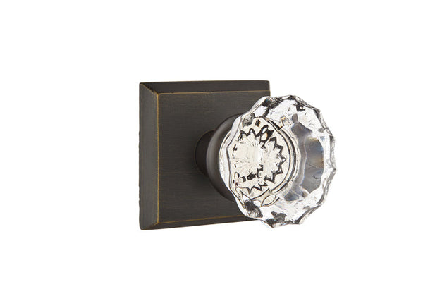 Emtek Concealed Privacy Astoria Clear Knob With Quincy Rosette in Oil Rubbed Bronze finish